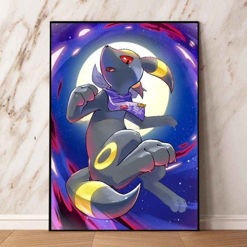 Classic Pokemon HD Canvas Painting Anime Figures Umbreon Poster Print Watercolor Wall Art Picture Modern Home Decor Kids Gifts Peaceful Pleasures Health and Wellness 5-1PC 50x70cm