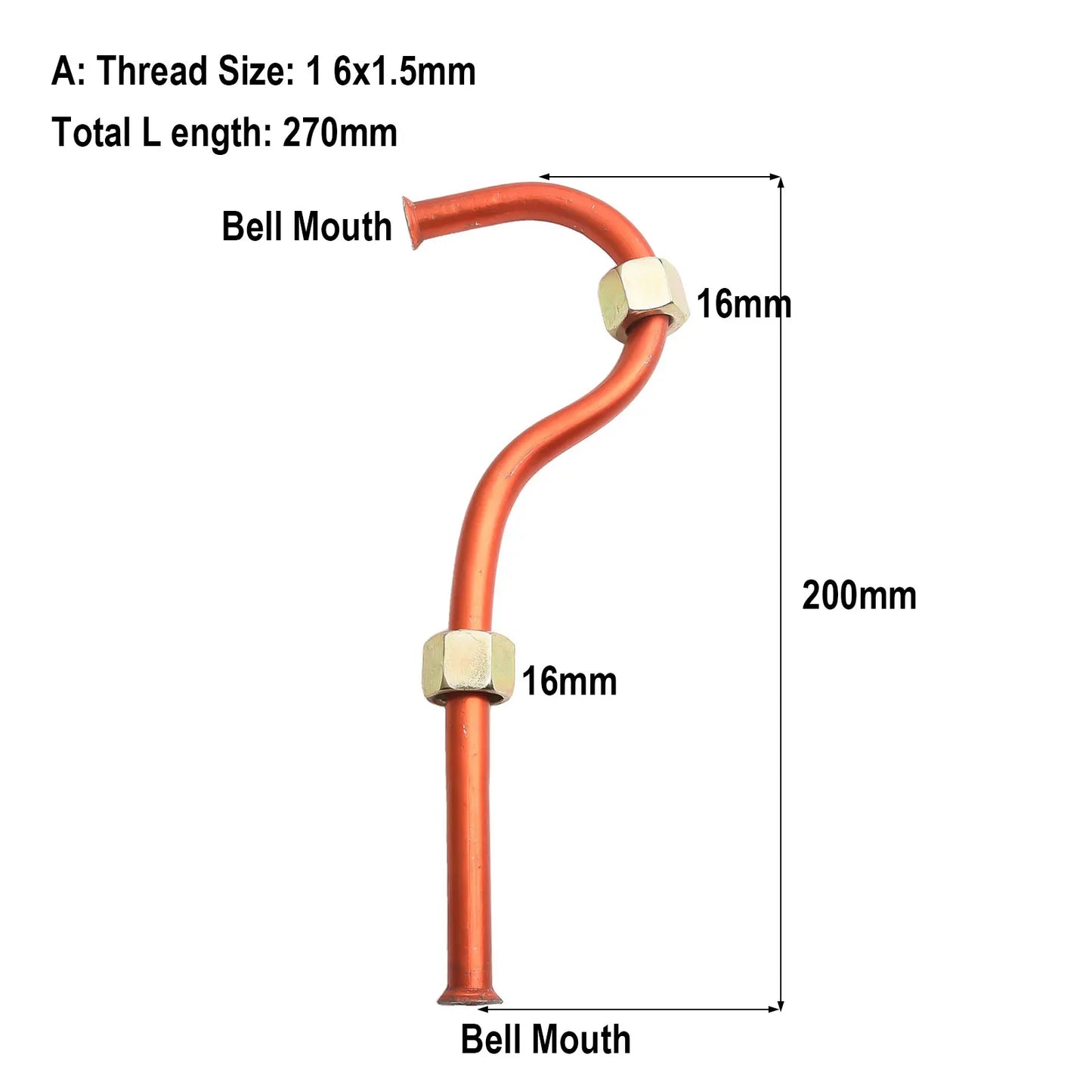 16x1.5mm Aluminum Air Compressor Exhaust Tube | Multi-Thread