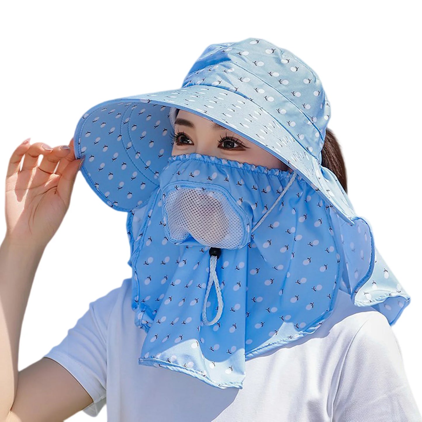 Women Sun Hat With Full Face And Neck Protect For Summer Outdoor Activities Peaceful Pleasures Health and Wellness Blue
