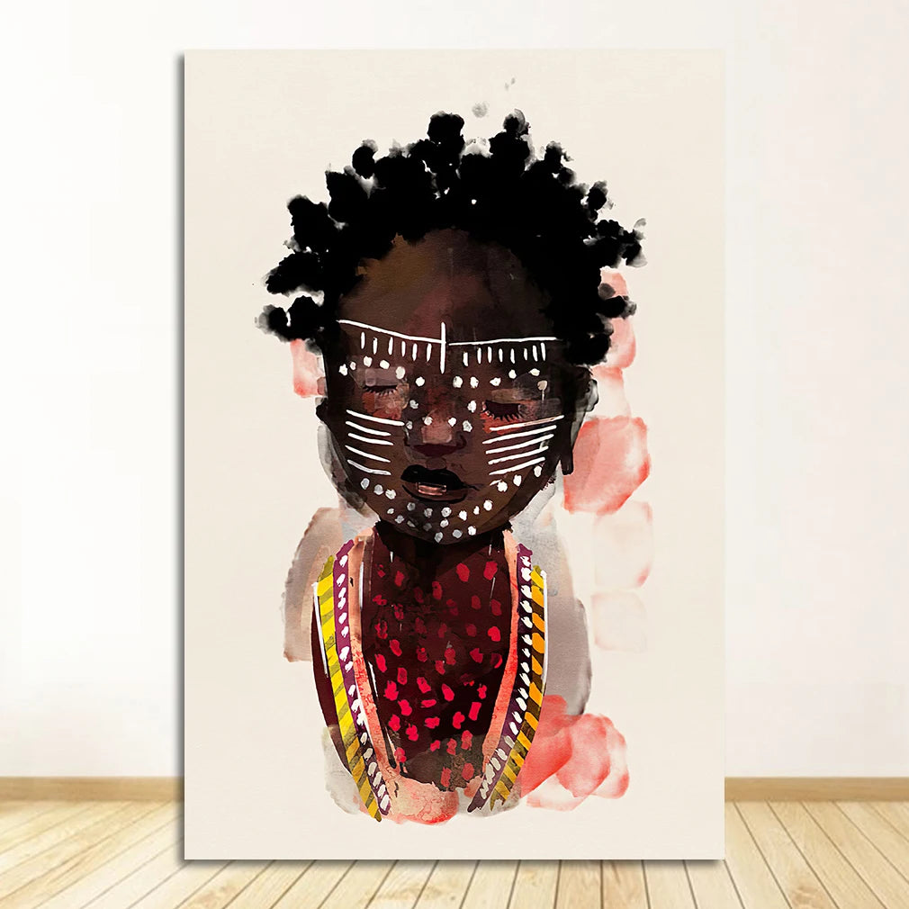 African Tribal Abstract Canvas Wall Art | Nordic Poster Print