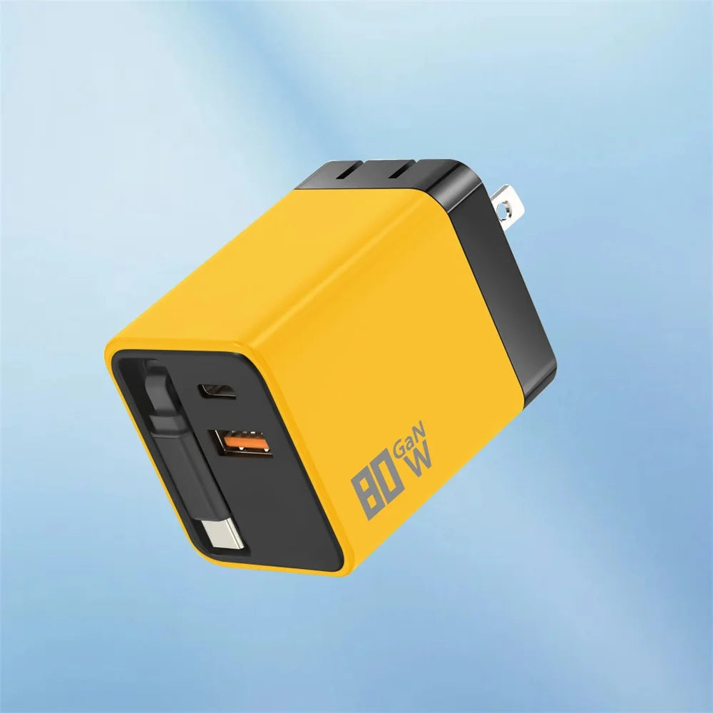 80W GaN Fast Wall Charger with USB-C Cable | iPhone & Android
