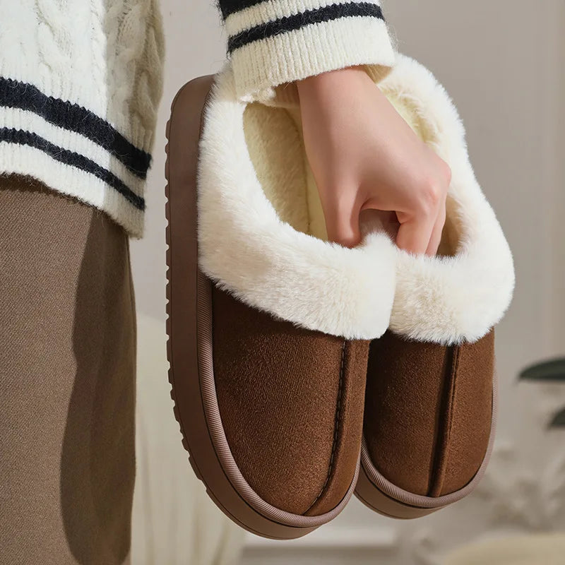 Winter Fluffy Couple Slippers – Non-Slip Indoor Slides Men & Women