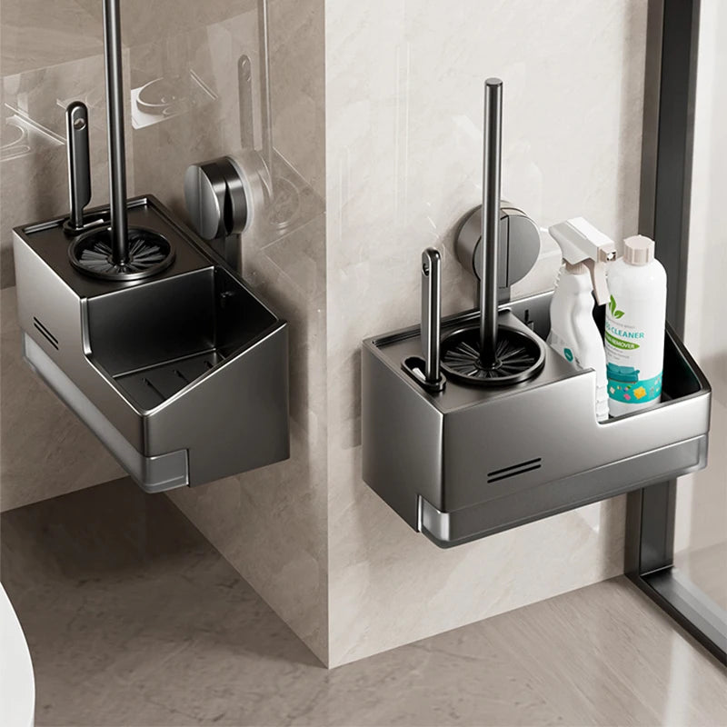 Wall-Mounted Suction Cup Toilet Brush & Holder – No Drill Toilet Brush Holder Peaceful Pleasures Health and Wellness