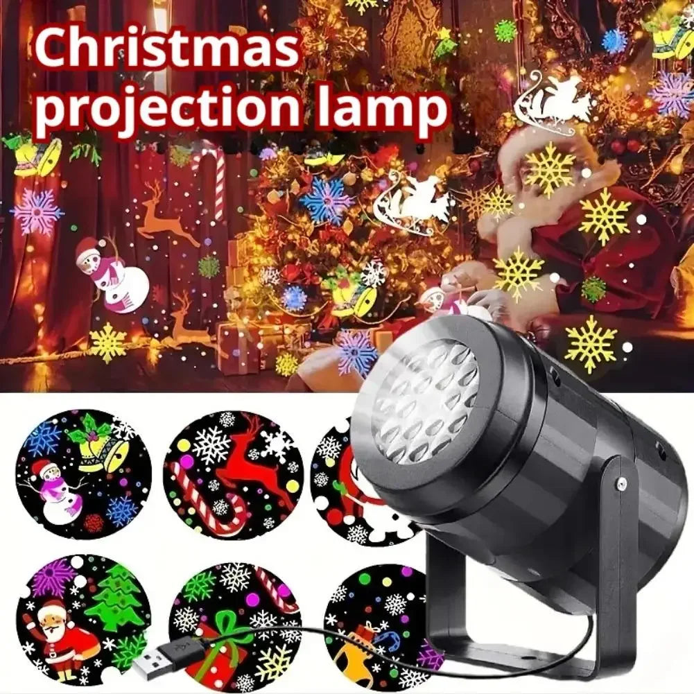 USB Powered Christmas Snowflake Projector Fairy Lamp with Holiday Patterns Rotating Spotlight for Home Decor Halloween Xmas Gift Peaceful Pleasures Health and Wellness