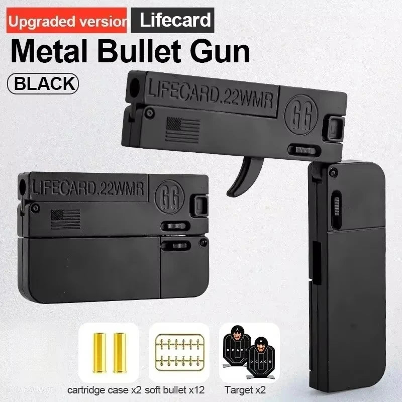 2026 New Upgraded Metal Folding Toy Gun with Soft Bullets Alloy Lifecard Pistol Model for Adults Kids Peaceful Pleasures Health and Wellness