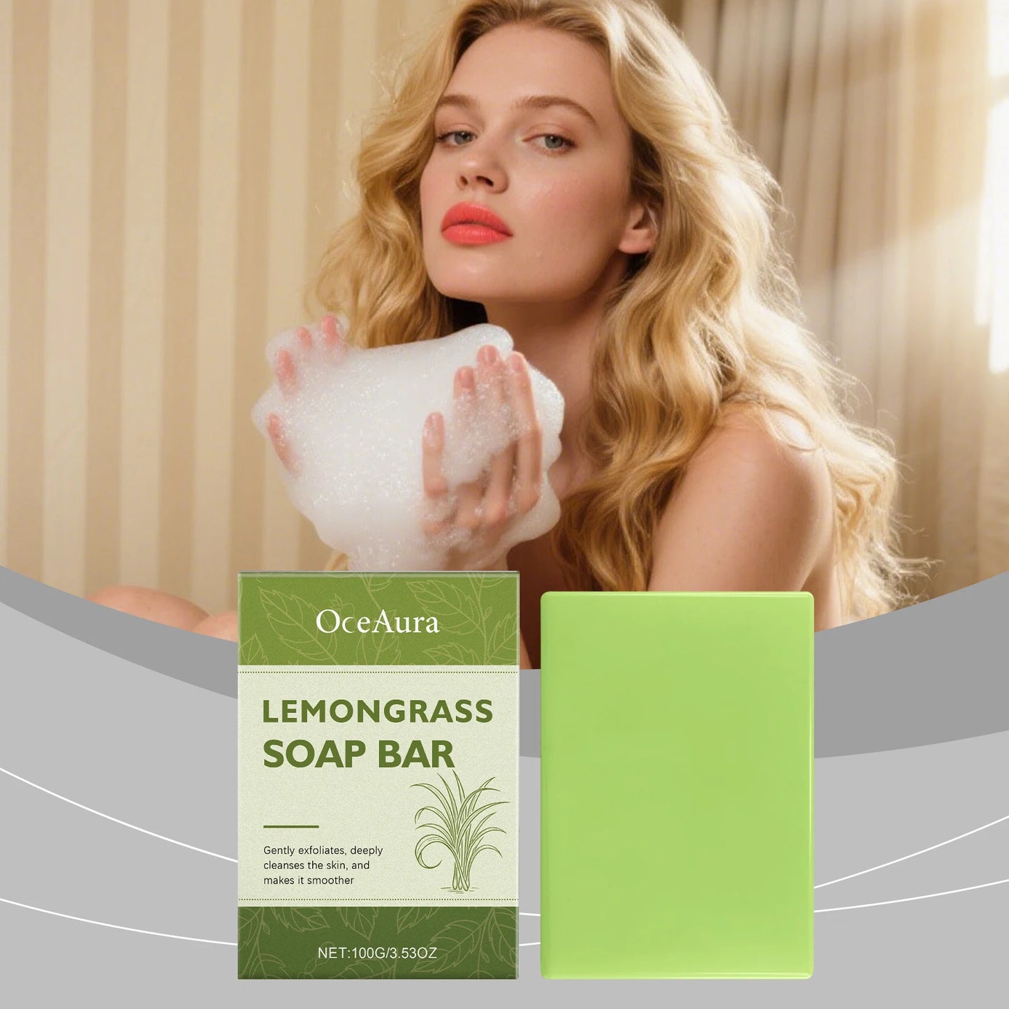 OceAura Lemongrass Exfoliating Soap – Herbal Moisturizing Bar
