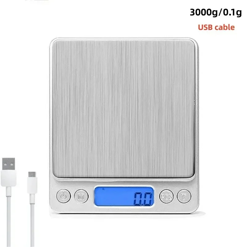Digital Kitchen Scale Kitchen Measuring Scales Mini Pocket Precision Jewelry Electronic Balance De Cuisine Weight Gold Food Bar Peaceful Pleasures Health and Wellness 3kg 0.1g USB