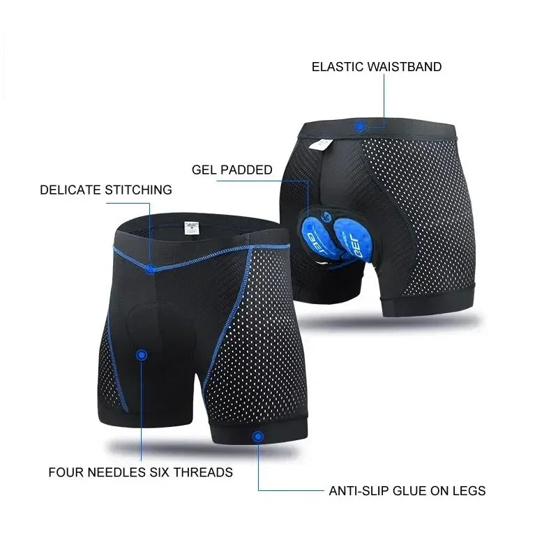 X-TIGER Men's 5D Gel Padded MTB Cycling Underwear Shorts