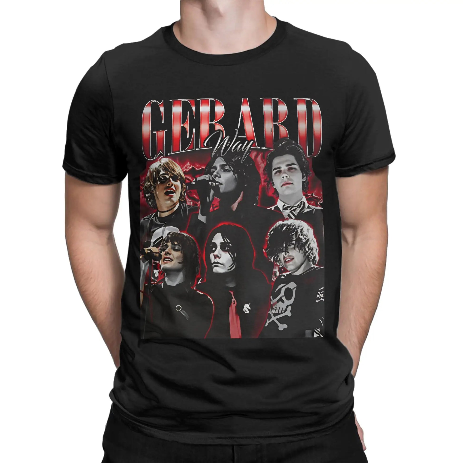 Men's Gerard Way T Shirt 100% Cotton Tops Novelty Short Sleeve Round Neck Tees Adult T-Shirts Peaceful Pleasures Health and Wellness