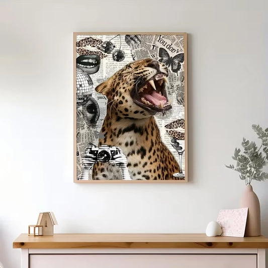 Leopard Roar Canvas Wall Art Print | Home Decor Poster Canvas Wall Art Peaceful Pleasures Health and Wellness G3943 40x60cm Unframed
