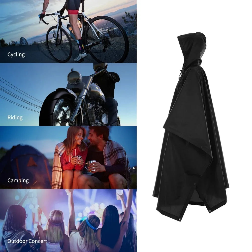 3-in-1 Waterproof Rain Poncho – Hooded Raincoat for Outdoors