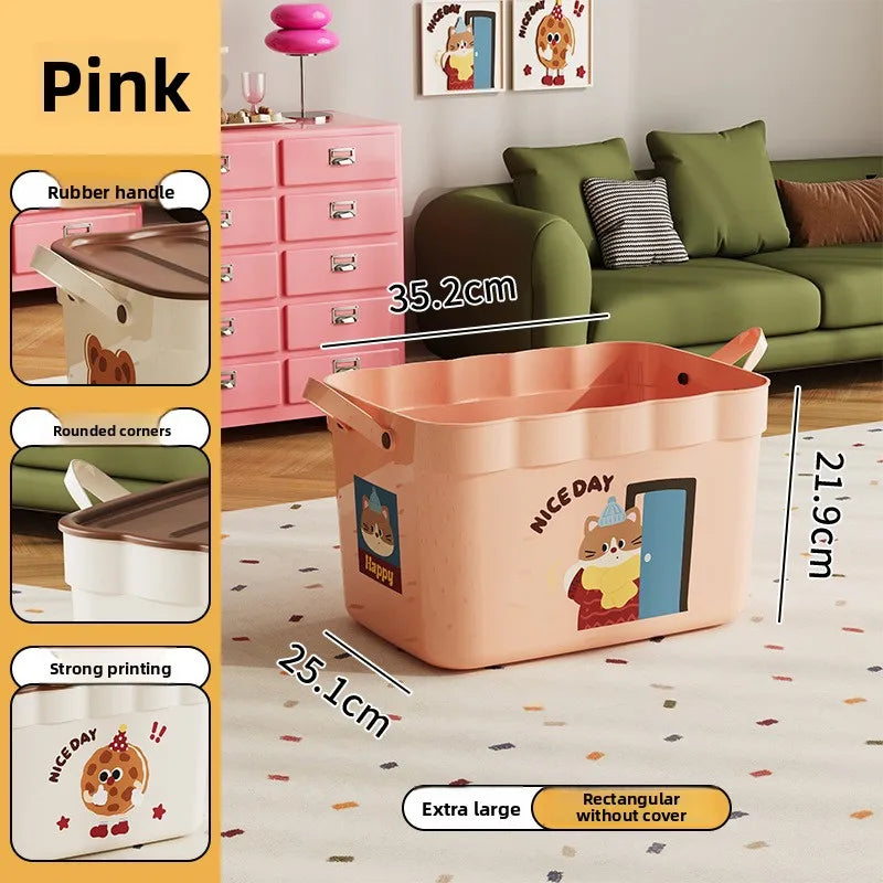 Cartoon Pattern Lidded Storage Box Toys Snacks Dustproof Desktop