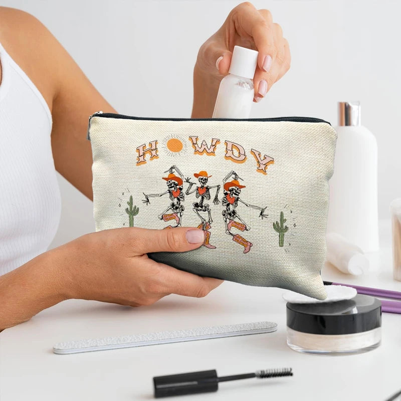 Gothic Skeleton Halloween Makeup Bag | Funny Cosmetic Pouch Gift Cosmetic Makeup Bag Peaceful Pleasures Health and Wellness