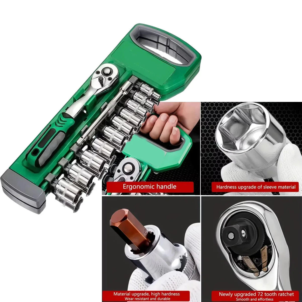 Ratchet Socket Wrench Set 1/4 3/8 Combination Motorcycle Car Repair Hand Tools Spanner Sleeves Head Auto Repairing Kit Peaceful Pleasures Health and Wellness