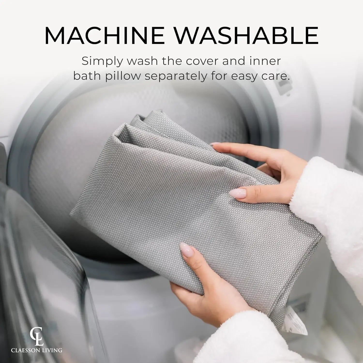 Thick Comfortable Bathtub Pillow for Head Neck Back Support, Washable Quick-Drying Light Gray Peaceful Pleasures Health and Wellness