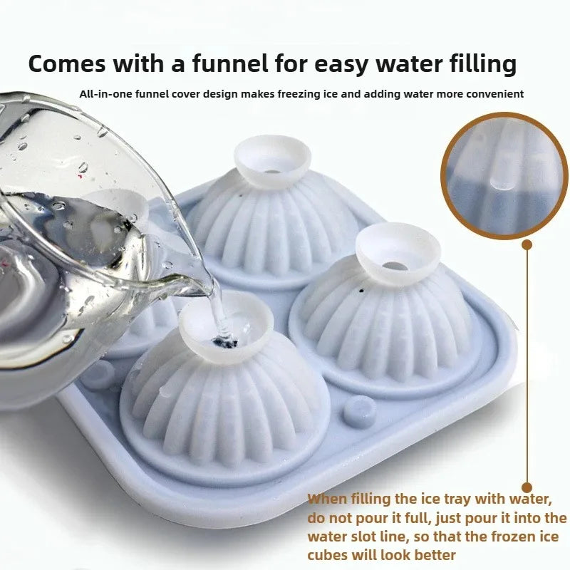 Cactus Ice Ball Mold – 4-Grid Silicone Sphere Ice Cube Tray