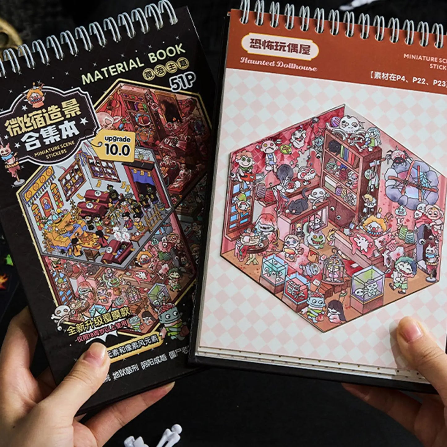 Dark Elements 3D Gothic Scene Sticker Book – Reusable Decals