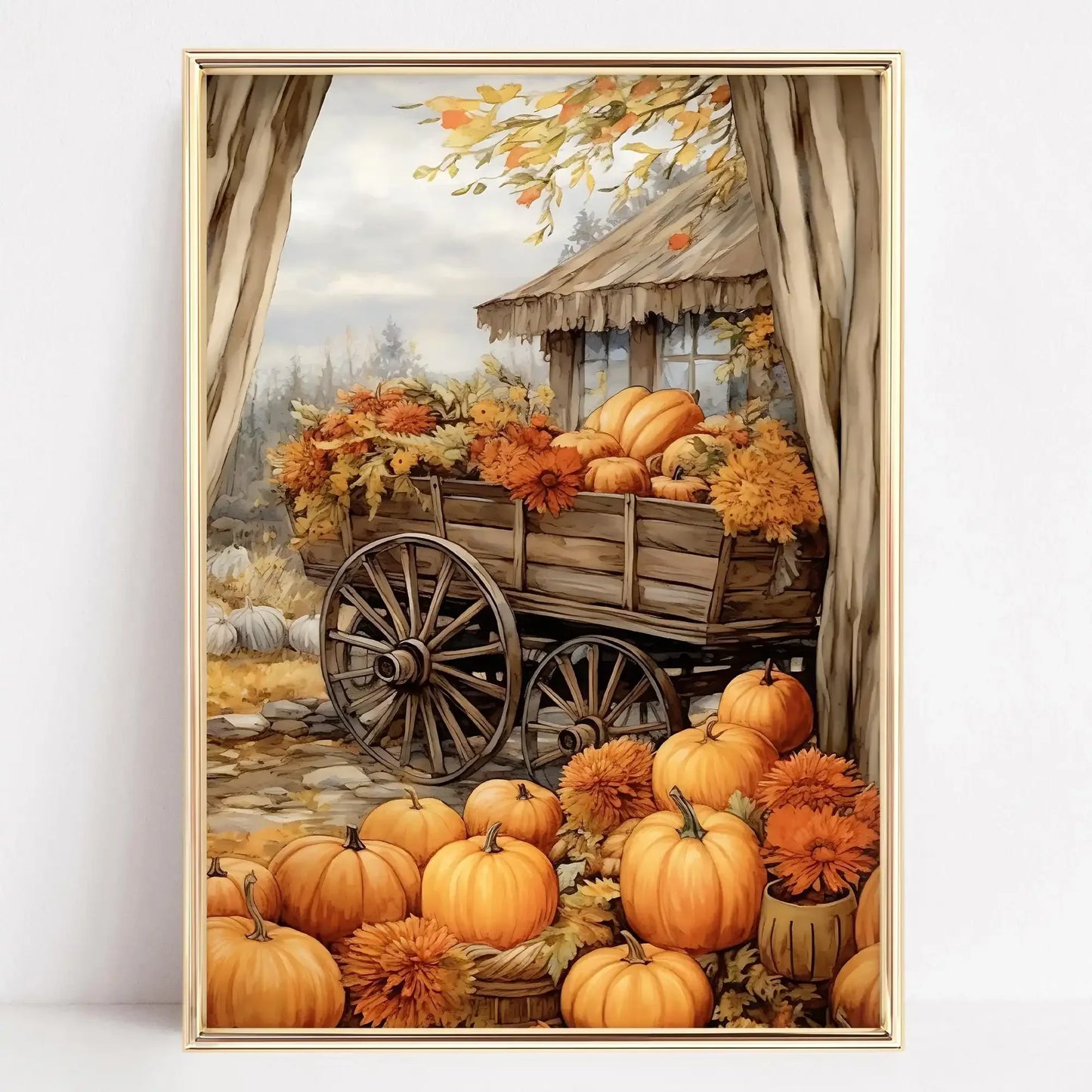 Autumn Forest Path Canvas Print | Golden Leaves Wall Art