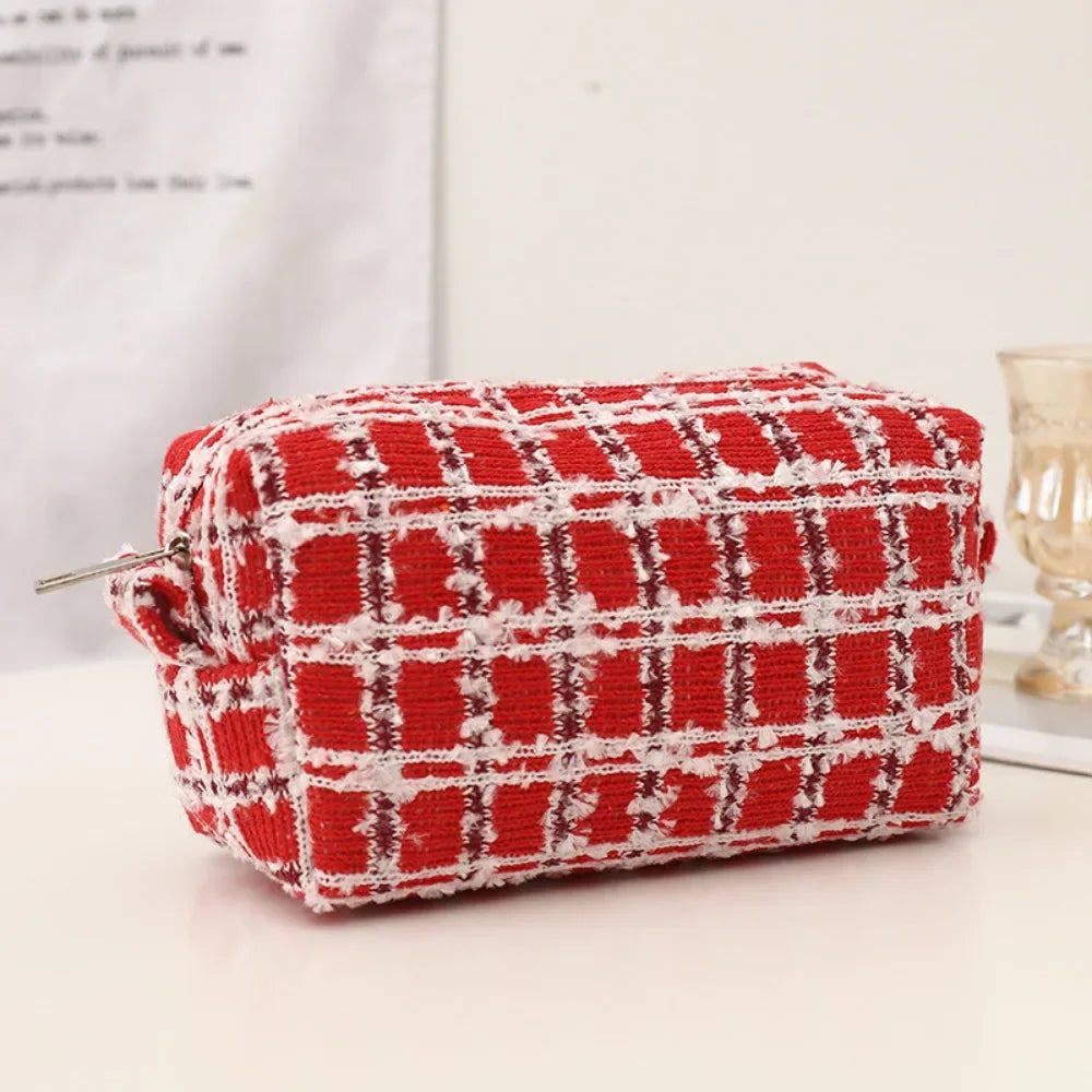 Knitted Fabric Christmas Cosmetics Storage Bag Dirt-proof Girl Heart Christmas Pencil Case Large Capacity Kawaii Peaceful Pleasures Health and Wellness Style C