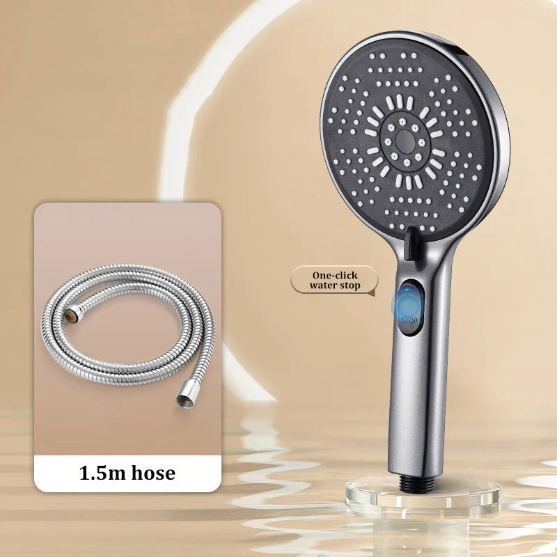 5-Function Handheld Shower Head | Filter & One-Touch Water Stop