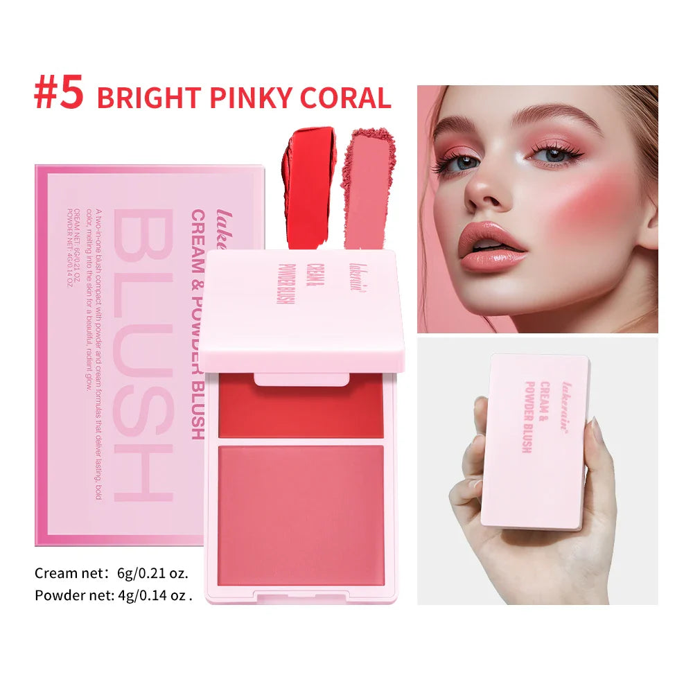Lakerain 2-in-1 Cream & Powder Blush – High Pigment, Long-Lasting