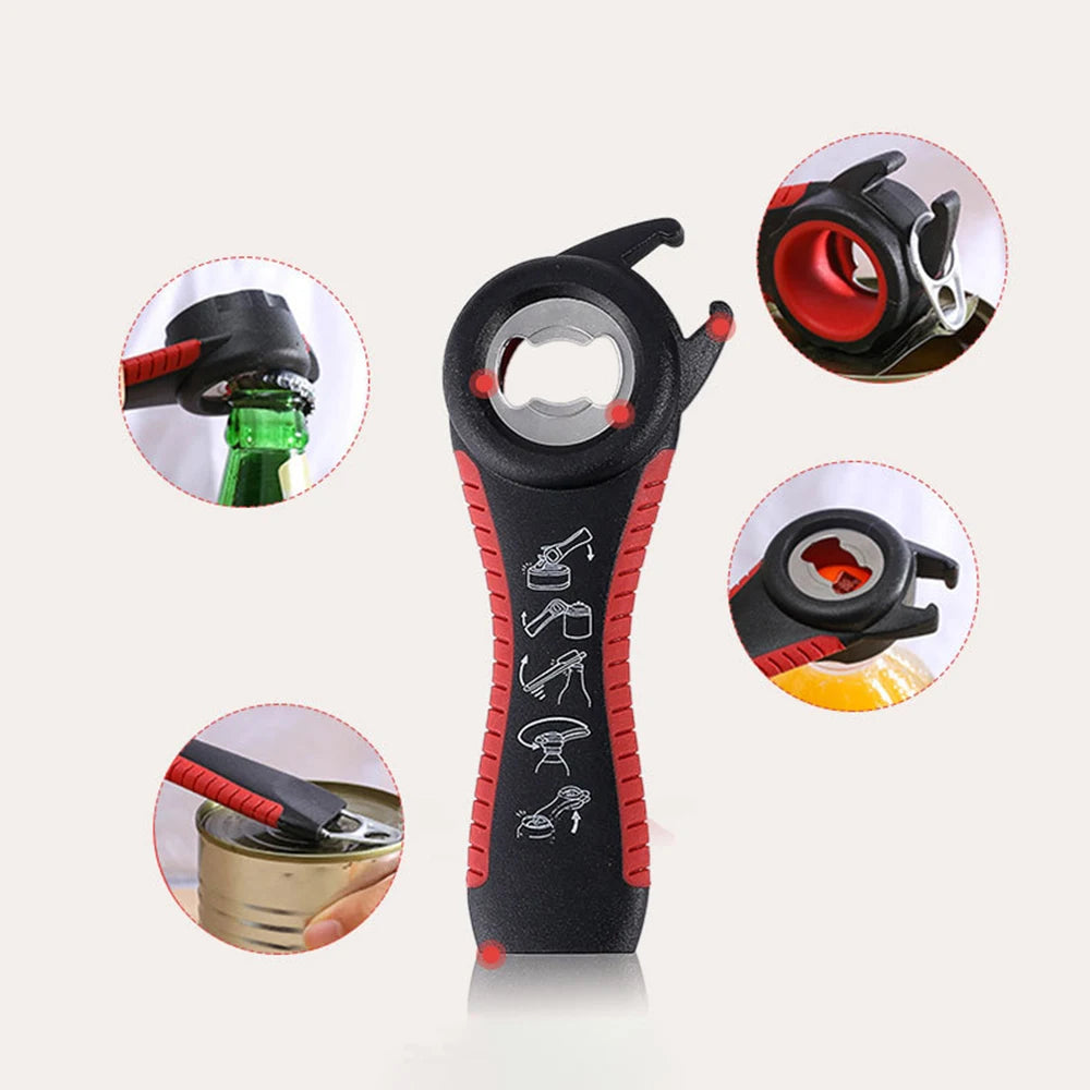 Multifunctional 6-in-1 Jar Opener And 4-in-1 Bottle Opener with Non-Slip Lids Gripper - Kitchen Tool for Easy Opening Peaceful Pleasures Health and Wellness