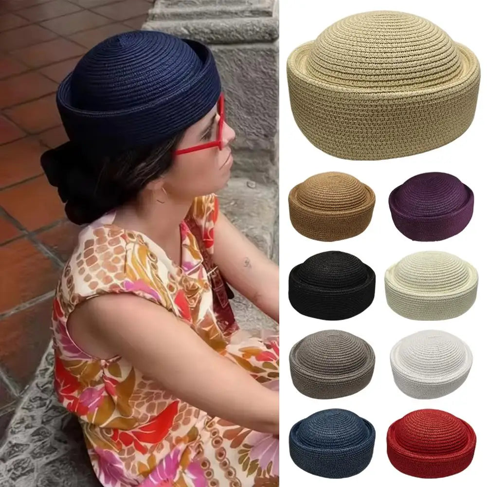 Women's French Retro Straw Sun Hat – Breathable Beach Beret