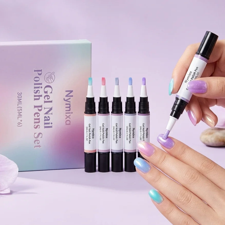 Macaron Color Nail Polish Pen Pearlescent High Pigment Easy Drawing Multi Pattern Creation Home Manicure Nail Gel Polish Pen Set Peaceful Pleasures Health and Wellness