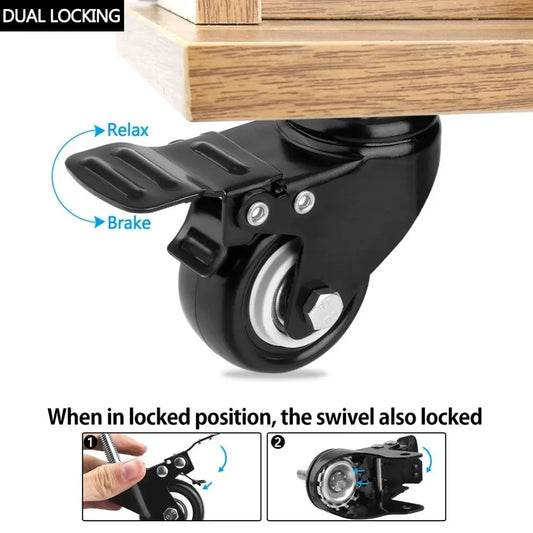 Swivel Caster Wheels 1.5"/2" with Brake M8/M10 Threaded Stem Swivel Caster Wheels Oasis Select