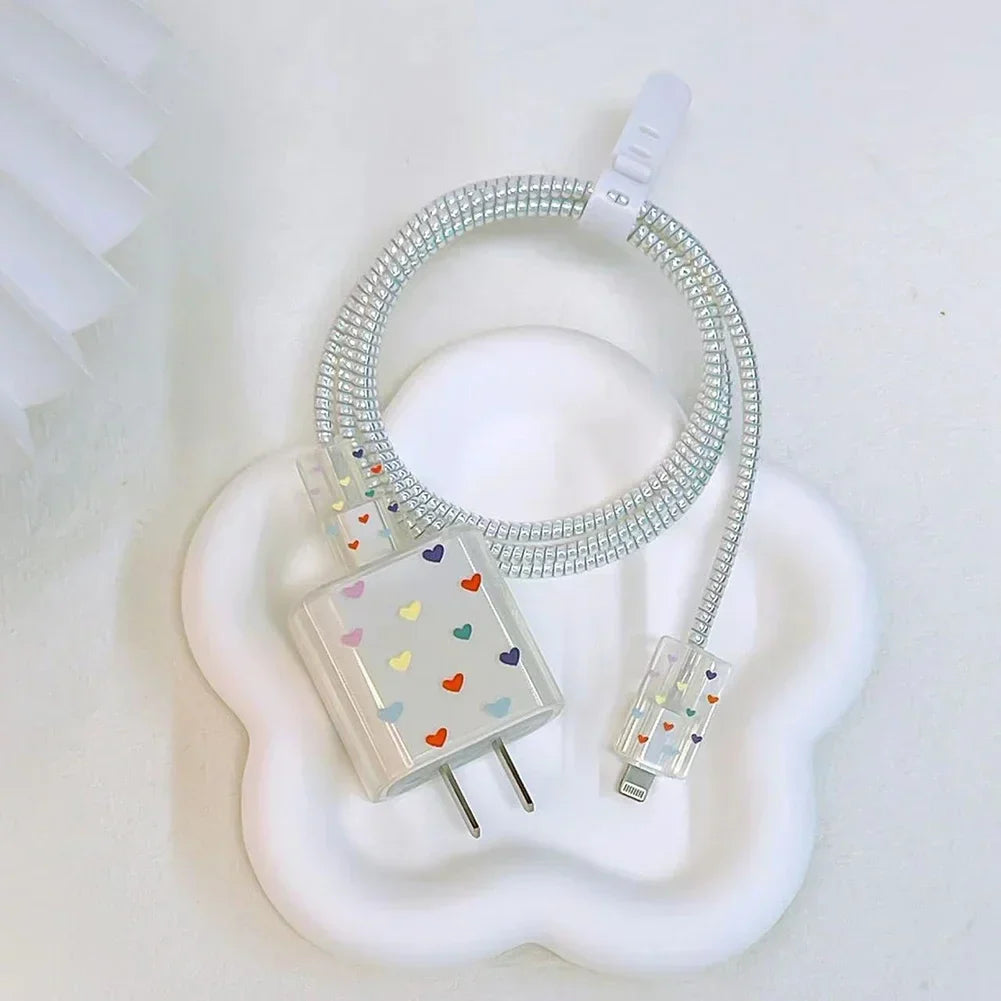 Cute iPhone 20W Charger Cover & USB Cable Winder Protector