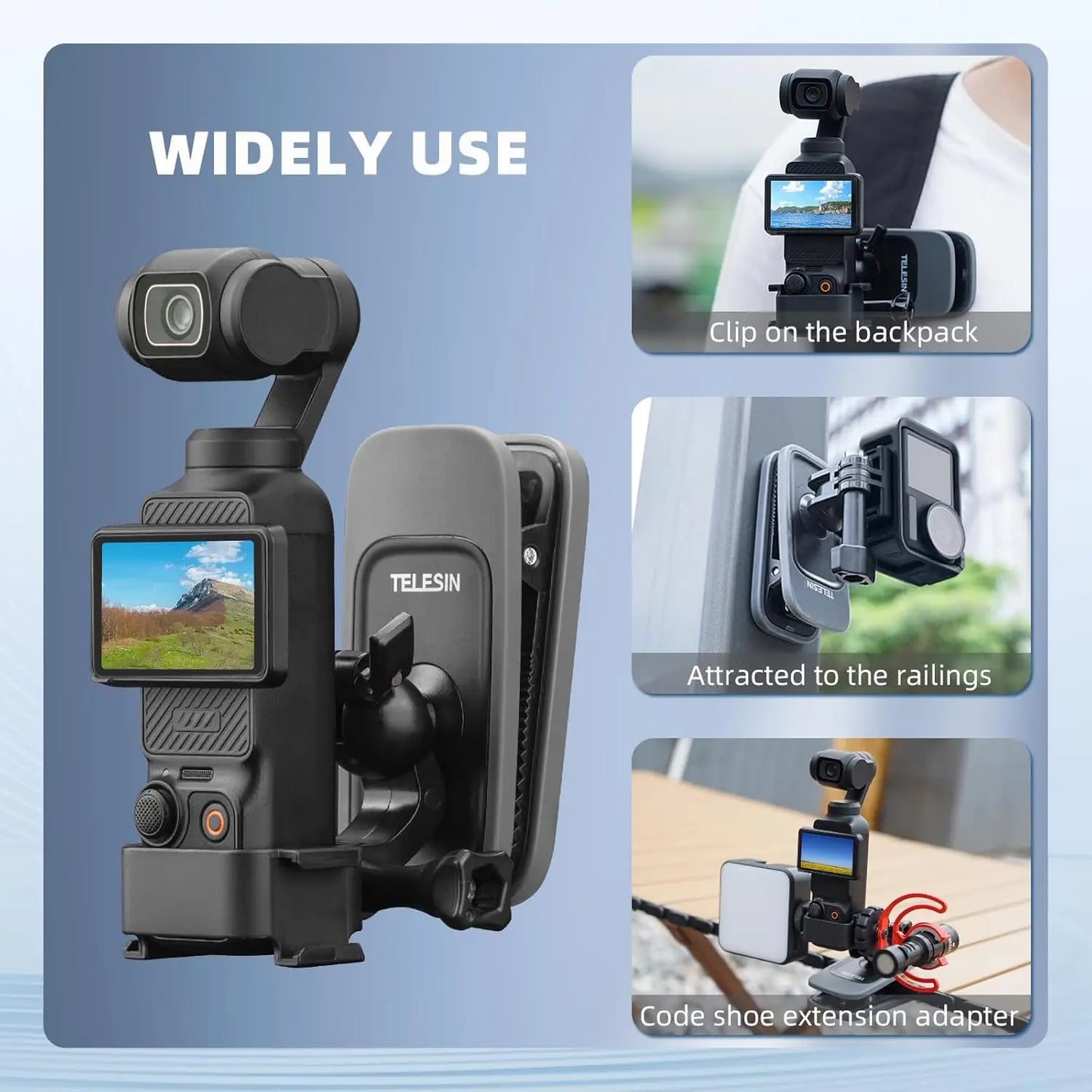 Magnetic Backpack Clip Mount for DJI OSMO Pocket 3 | 360° Ball