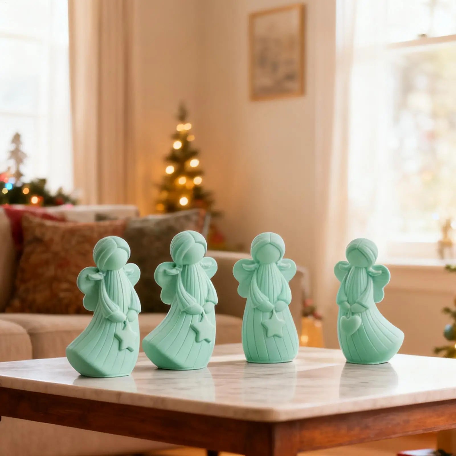 Angel Molds For Resin 4 Pieces Non-Stick Easy-Release Moulds Angel Candle Soap Mold For Wedding Party Dinner Table Centerpiece Peaceful Pleasures Health and Wellness
