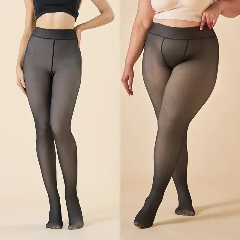 Women's Fleece-Lined Thermal Tights – Warm Translucent Pantyhose