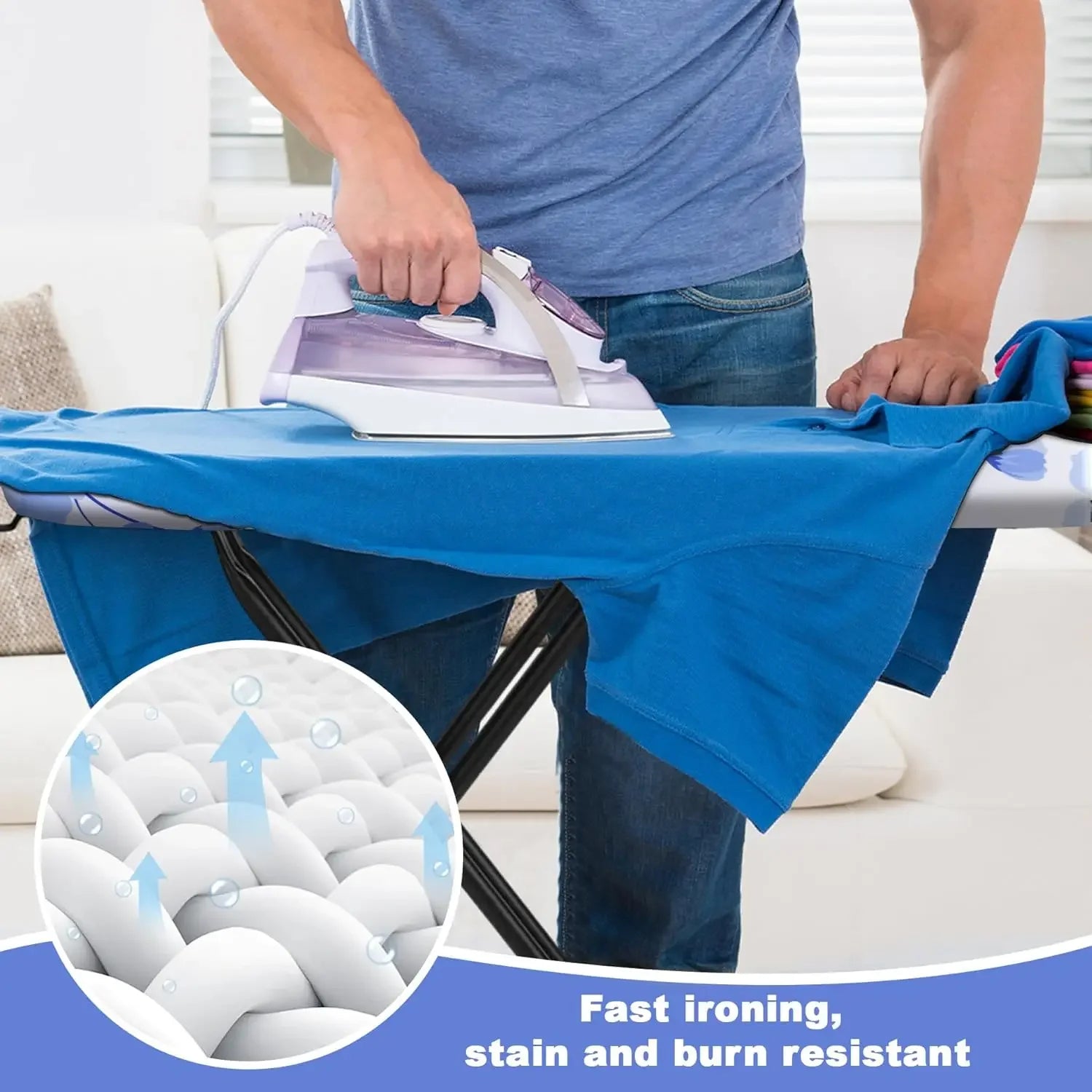 Compact Ironing Board with Extra Thick Padded Cover, Stable Foldable Design for Efficient Ironing Peaceful Pleasures Health and Wellness