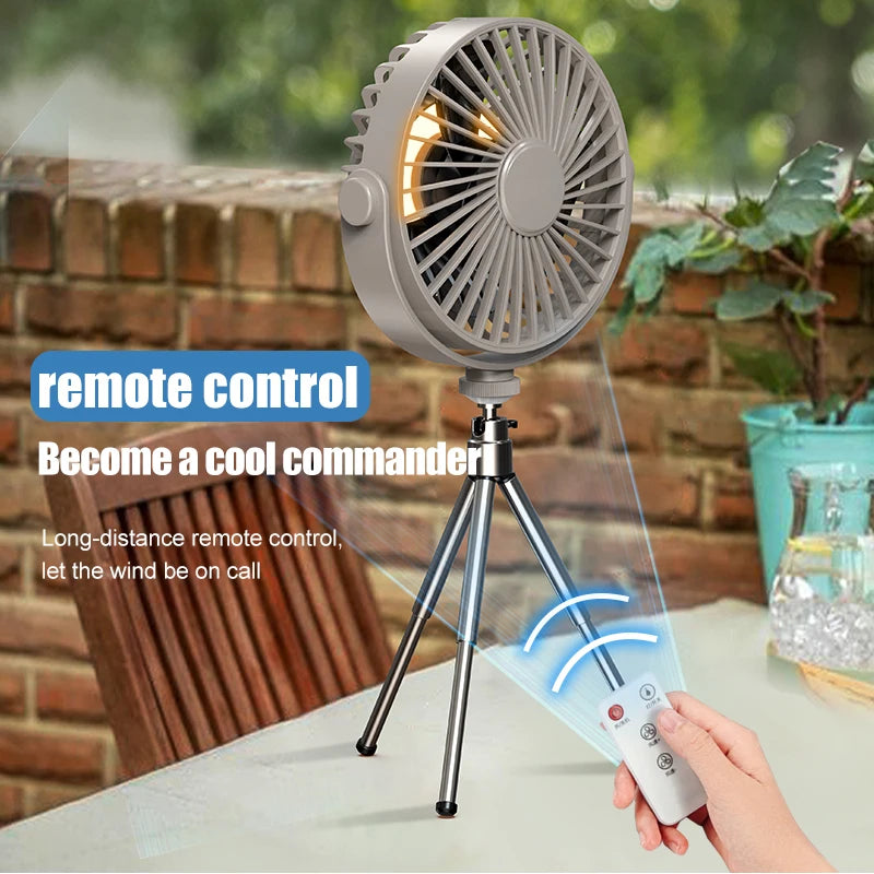 Tripod Stand Desk Air Cooling Blower Rotation Camping Ceiling Fan With Night Light Outdoor USB Chargeable Conditioning Cooler Peaceful Pleasures Health and Wellness