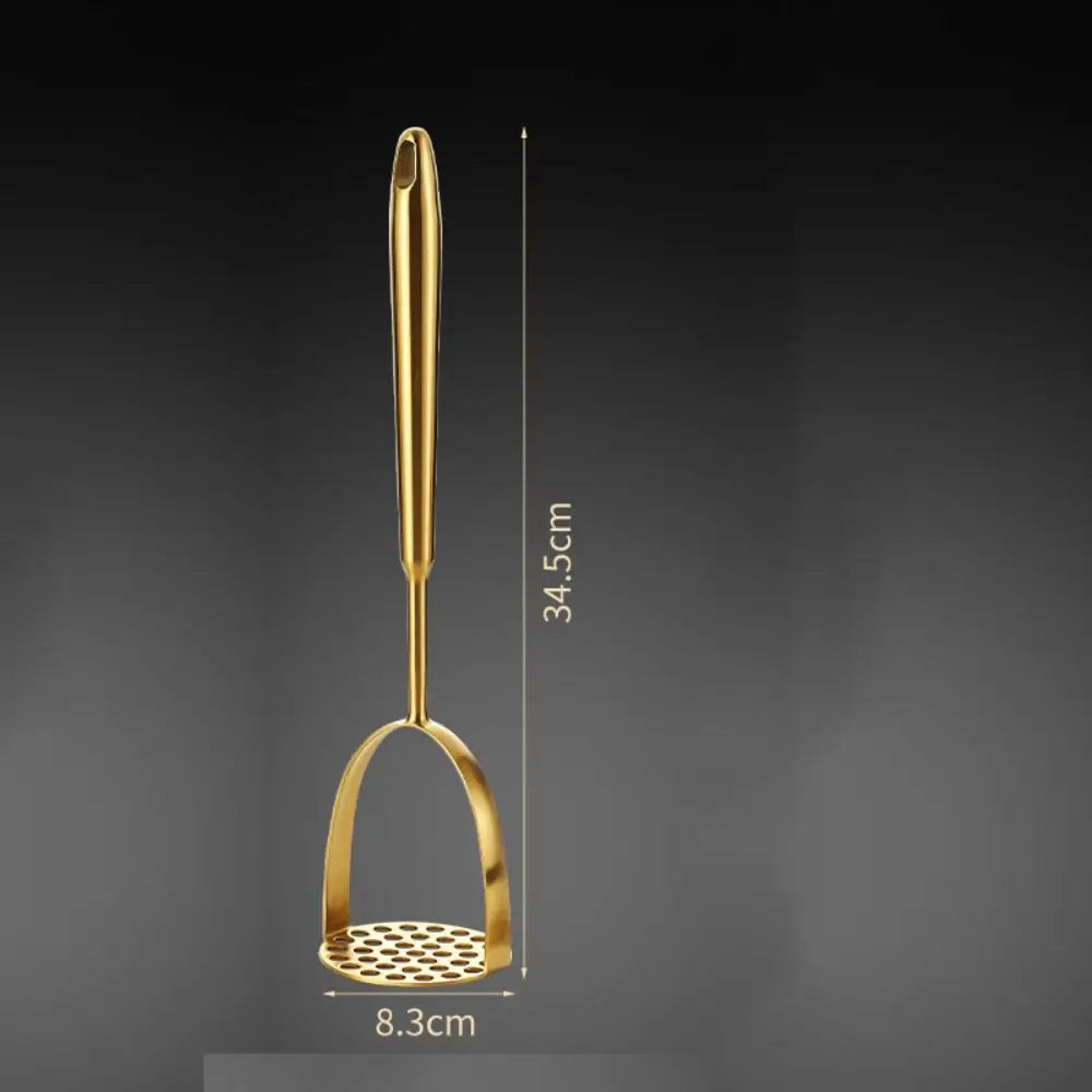 Gold Stainless Steel Potato Masher & Vegetable Press Tool