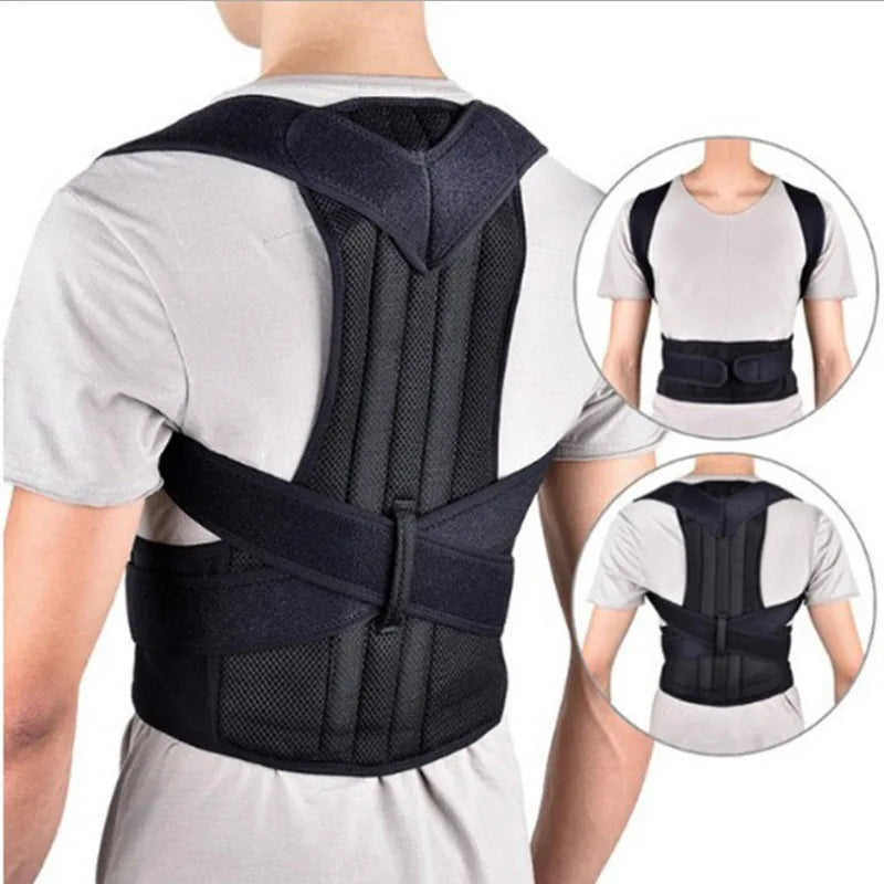 Reinforced Belt Lumbar Column Posture Corrector Vest Adjustable Back Support Strap Shoulder Spine Brace Neck Stretcher Trainer Peaceful Pleasures Health and Wellness black XL