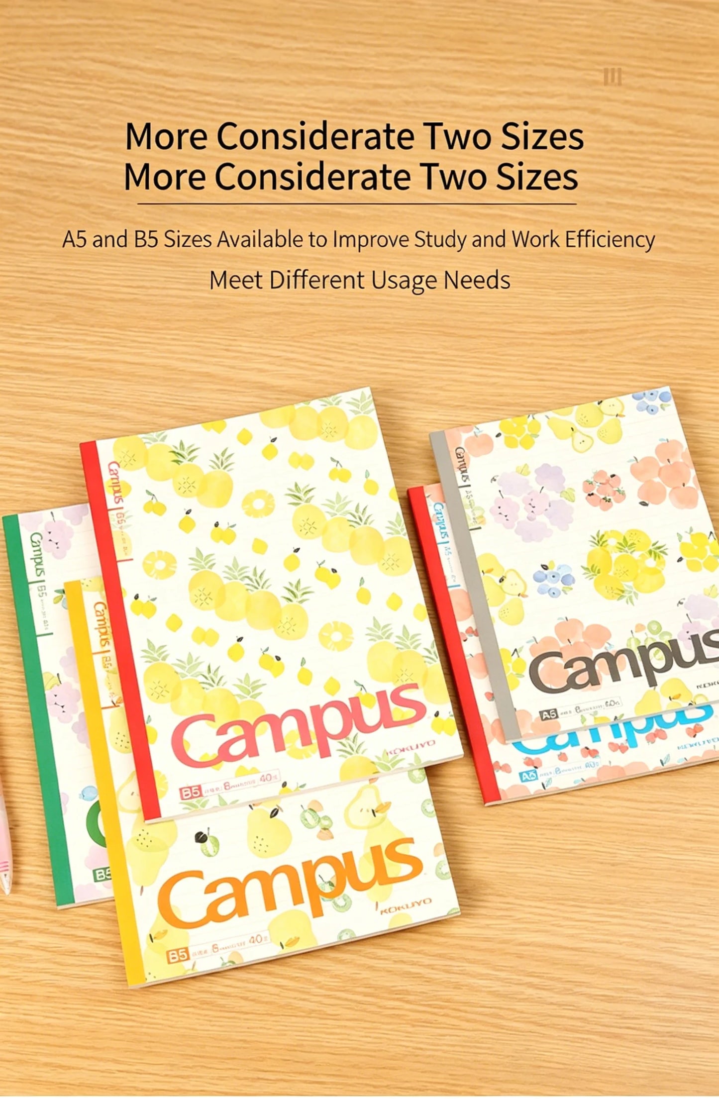 Japanese Fruit Print Campus Notebook KOKUYO Line Spacing 180 Flat