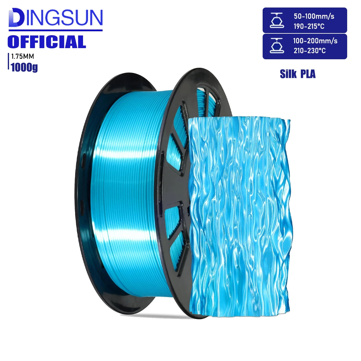 Silk PLA Filament 1.75mm | Metallic Shiny 3D Printer Filament 250g