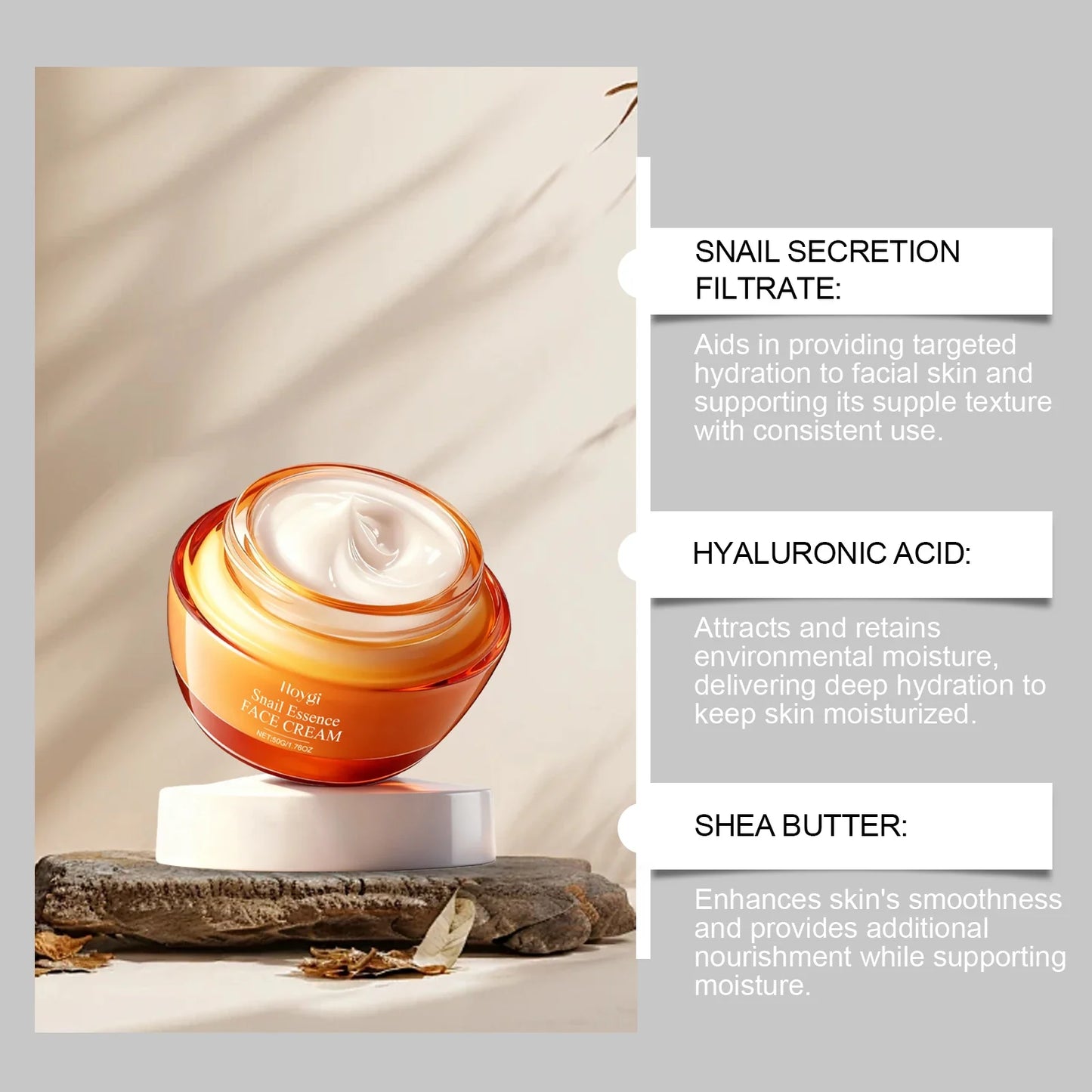 Hoygi Snail Essence Face Cream – Anti-Wrinkle & Brightening