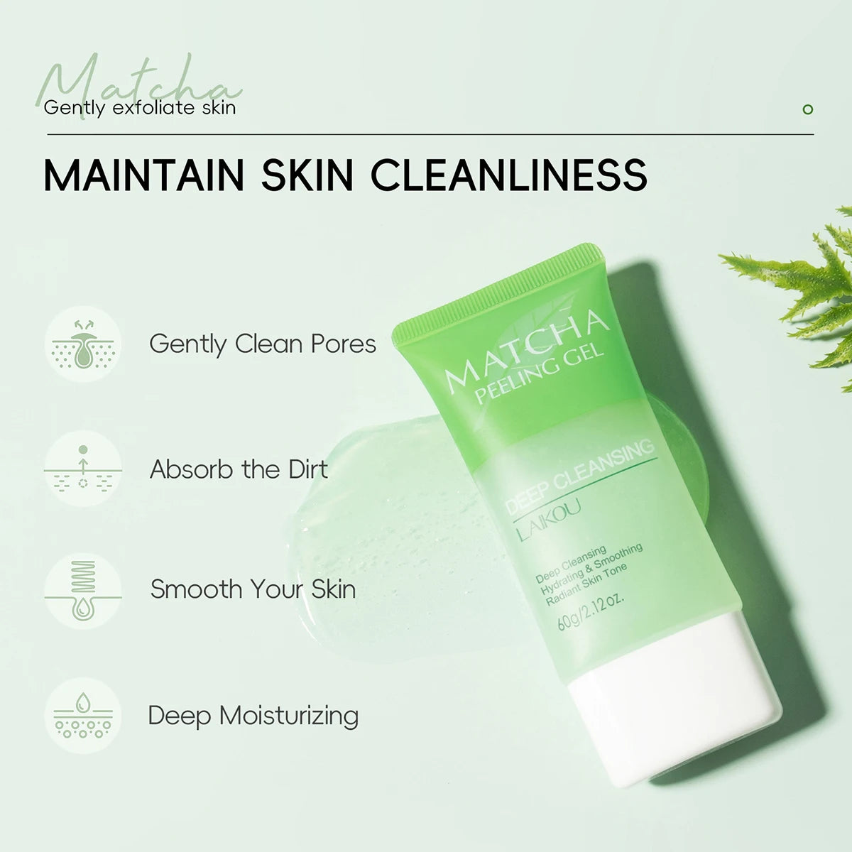 LAIKOU Matcha Exfoliating Exfoliate Peeling Gel Facial Scrub Moisturise Nourishing Repair Scrubs Face Cream Skin Care 60g Peaceful Pleasures Health and Wellness