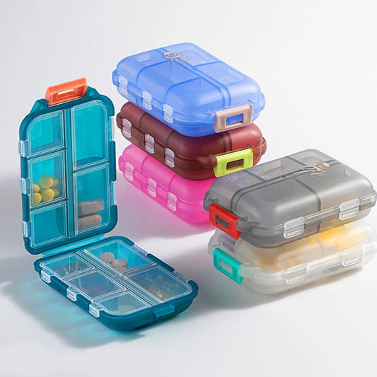 10 Compartments Travel Pill Organizer Pocket Portable Pill Storage Box Case Daily Pill Container or Purse Fish Oil Medicine Peaceful Pleasures Health and Wellness