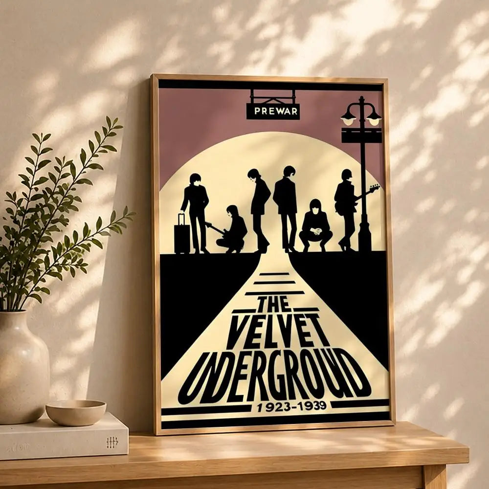 Band T-The Velvet UndergroundS Poster HD Self Adhesive Waterproof Wall Art Ideal for Home Office Dorm Bedroom Great Gift Peaceful Pleasures Health and Wellness