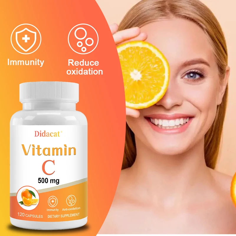 Vitamin C 500mg Capsules – Immune, Antioxidant & Skin Support