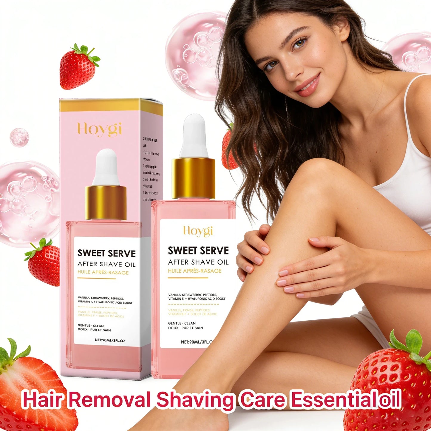 Hair Removal Shaving Care Esential Oil Deeply Hydrating and Nourishing Skin Strawberry Serve After Shave Oil for Women 90ml Peaceful Pleasures Health and Wellness