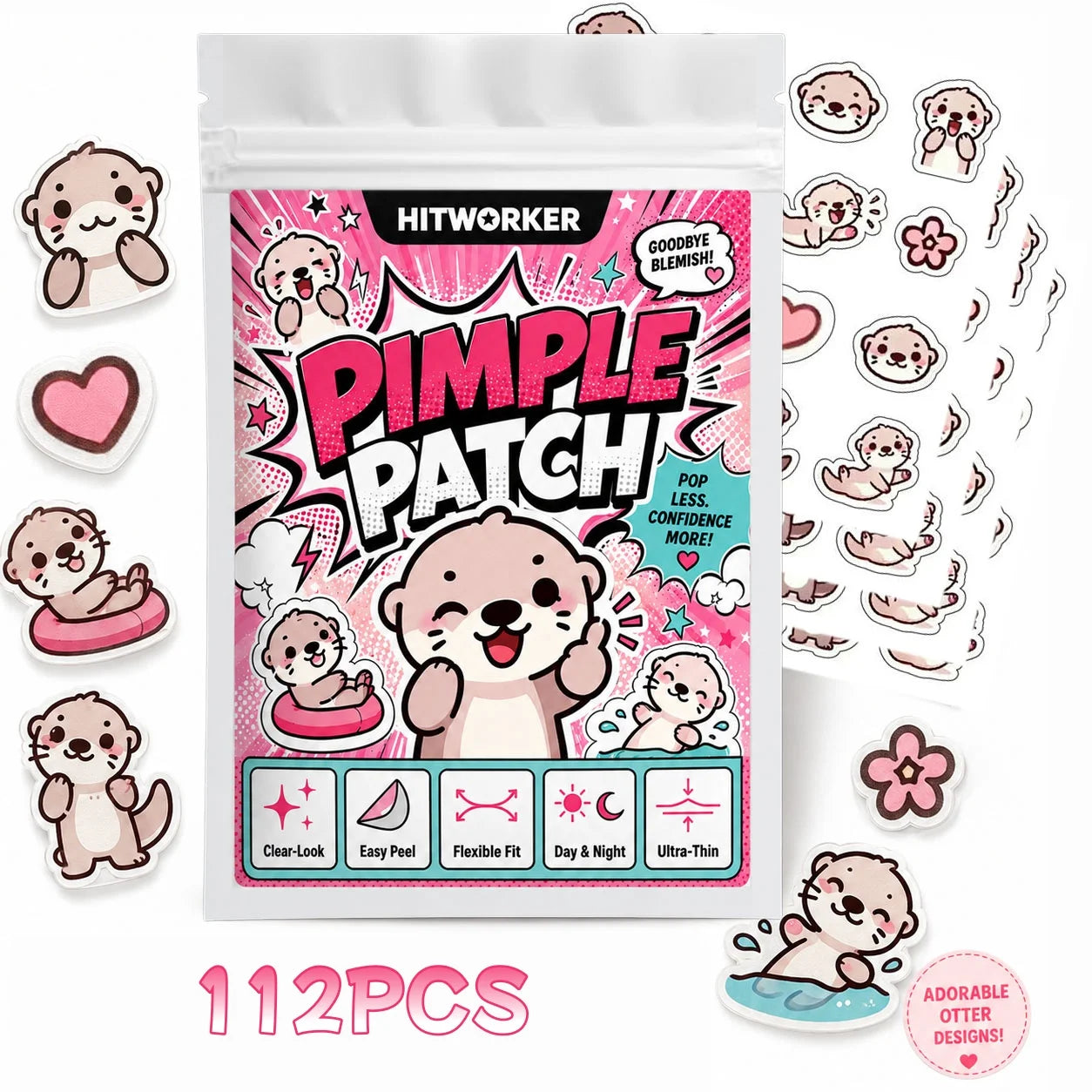 Cute Otter Hydrocolloid Spot Cover Patches – 32/112pcs