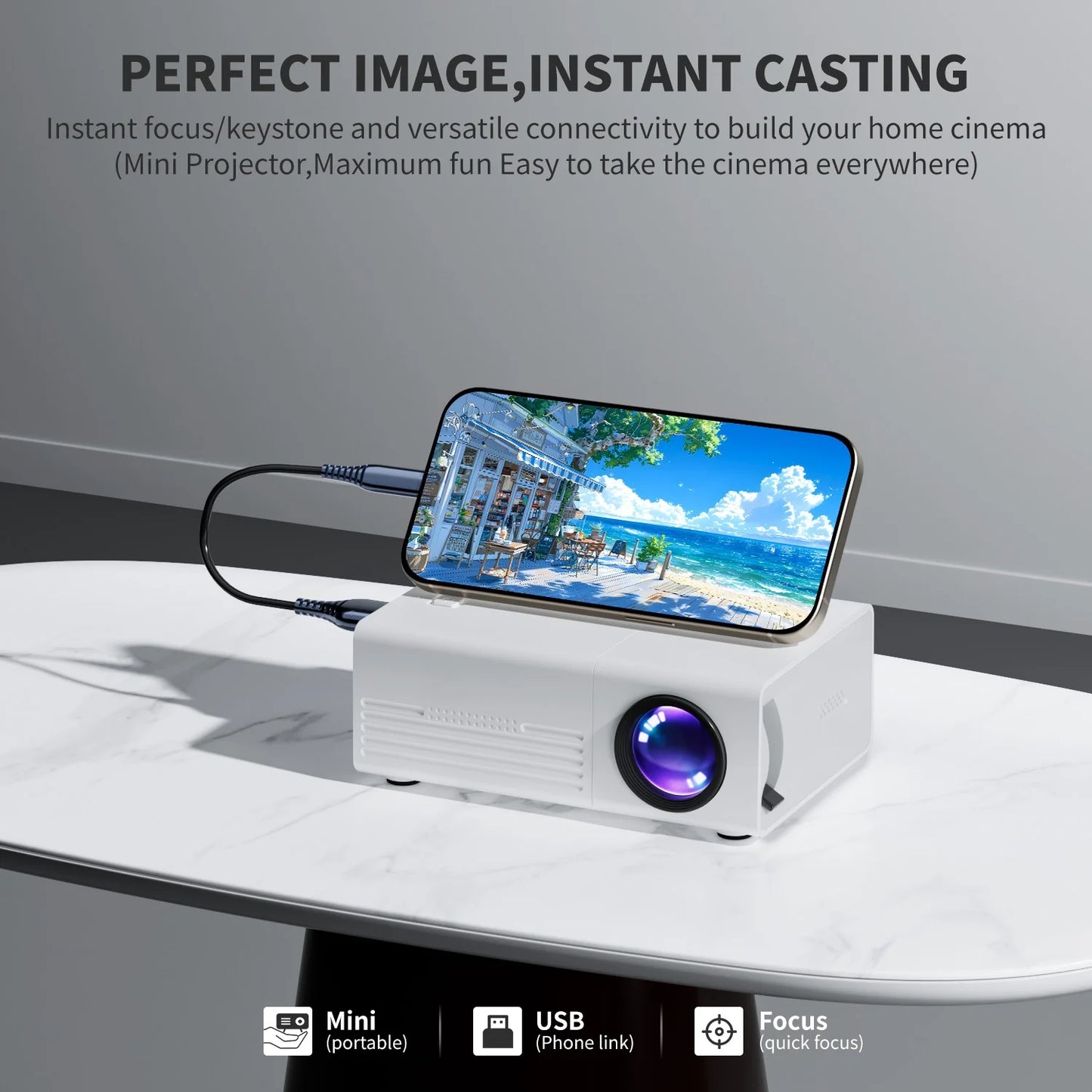 Mini Projector TFT LCD Wifi Bluetooth Smart Projectors Home Cinema Outdoor Theater High-definition Proiettor Media Player Peaceful Pleasures Health and Wellness