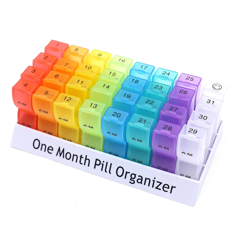 One Month Pill Organizer 2 Times A Day AM/PM for Vitamins, Fish Oil, Supplement, 31 Day Pill Box Organizer, 31 Days Pill Cases Peaceful Pleasures Health and Wellness As Show
