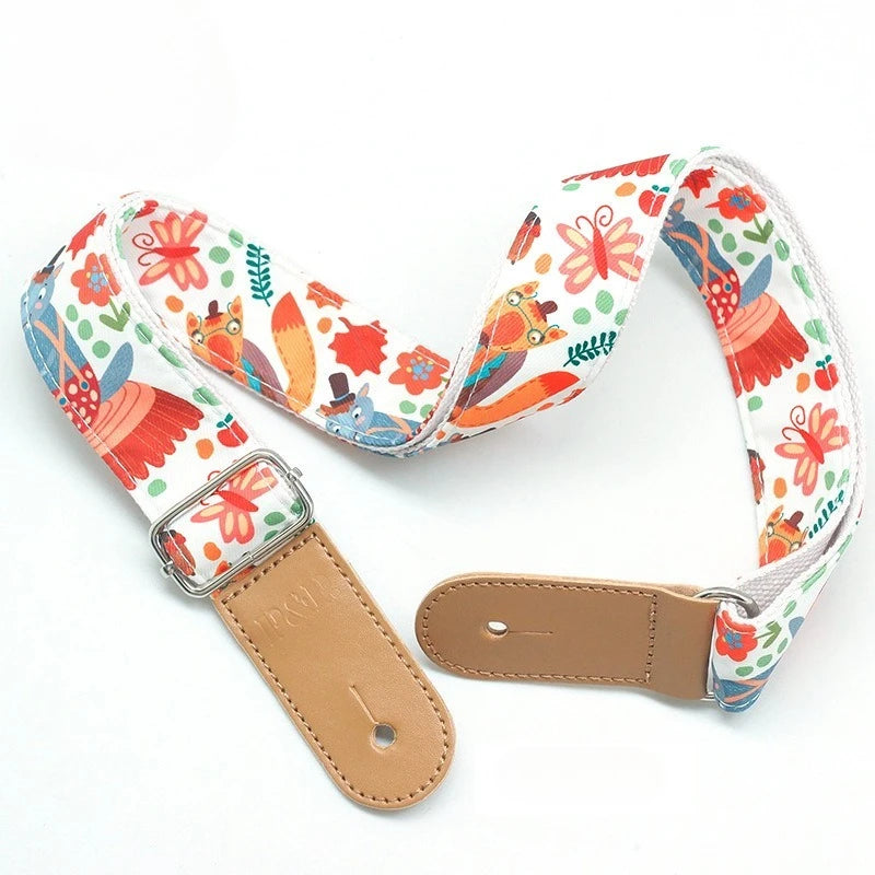 Cute Cartoon Printed Ukulele Strap Adjustable Guitar Belt Shoulder Straps for Ukulele Electric Acoustic Guitar Bass Accessories Peaceful Pleasures Health and Wellness