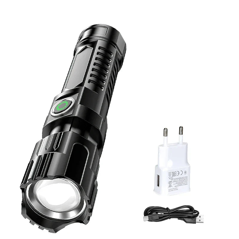 XHP50 Zoomable LED Flashlight USB Rechargeable – 3 Modes